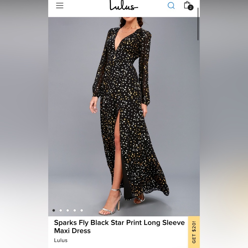 LULUS Elegant Black Starry Maxi Dress